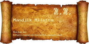 Mandjik Miletta névjegykártya